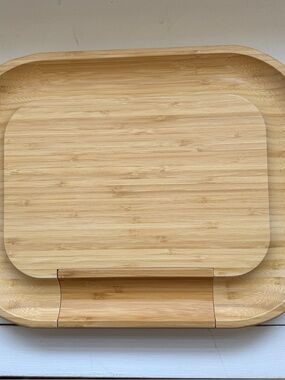 Deluxe Malvern Bamboo Cutting/Serving Board with Slide-Out Utensil Tray -Natural